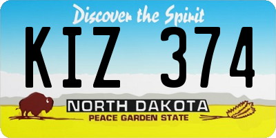 ND license plate KIZ374