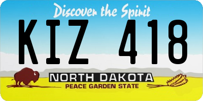 ND license plate KIZ418