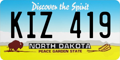 ND license plate KIZ419