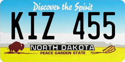 ND license plate KIZ455