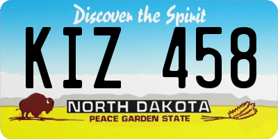 ND license plate KIZ458