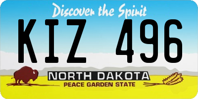 ND license plate KIZ496