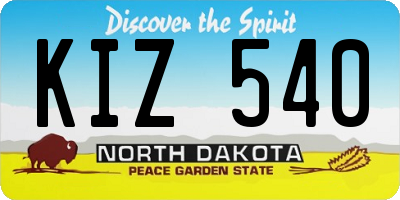 ND license plate KIZ540