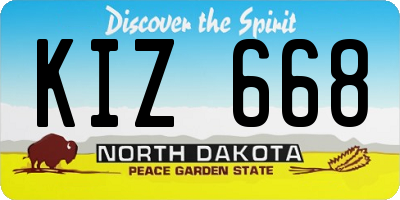 ND license plate KIZ668