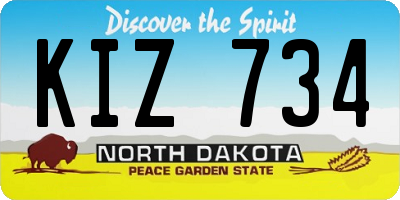 ND license plate KIZ734