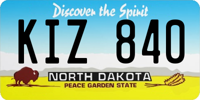 ND license plate KIZ840
