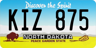 ND license plate KIZ875