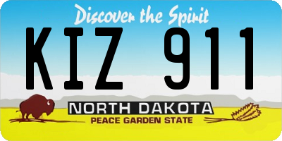 ND license plate KIZ911