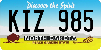 ND license plate KIZ985