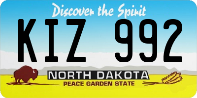 ND license plate KIZ992