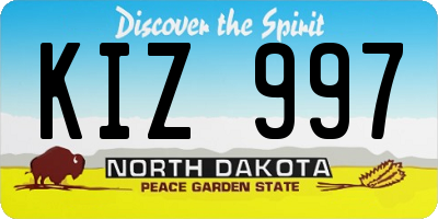 ND license plate KIZ997