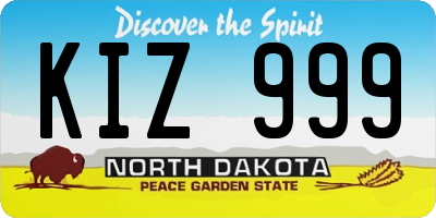 ND license plate KIZ999