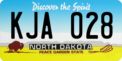 ND license plate KJA028