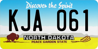 ND license plate KJA061