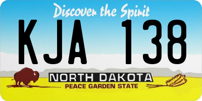 ND license plate KJA138
