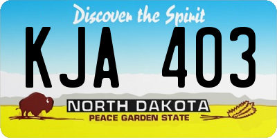 ND license plate KJA403