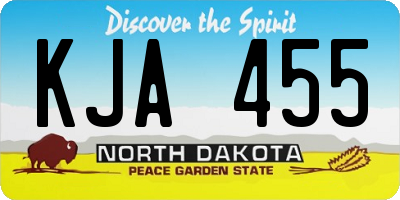 ND license plate KJA455