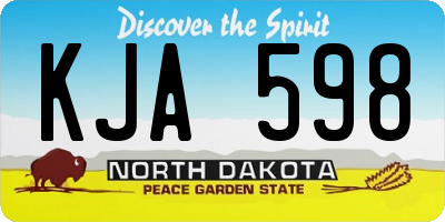 ND license plate KJA598
