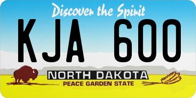 ND license plate KJA600