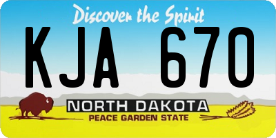 ND license plate KJA670