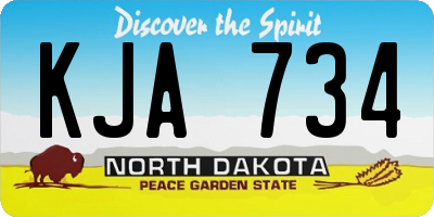 ND license plate KJA734