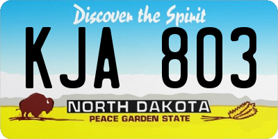ND license plate KJA803