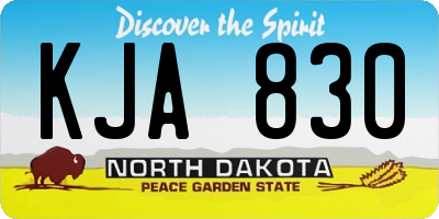 ND license plate KJA830