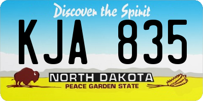 ND license plate KJA835