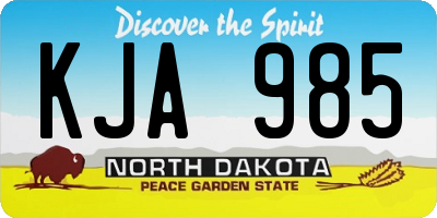 ND license plate KJA985