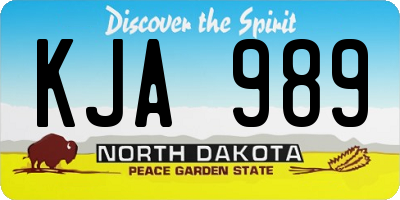 ND license plate KJA989