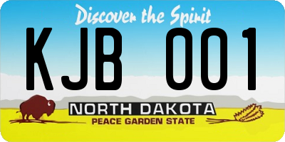 ND license plate KJB001