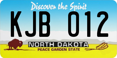 ND license plate KJB012
