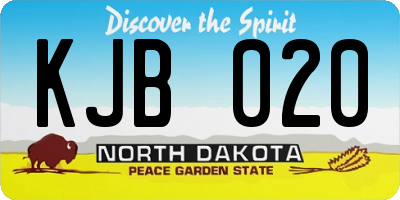 ND license plate KJB020