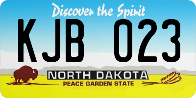 ND license plate KJB023