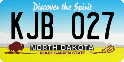 ND license plate KJB027
