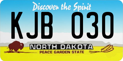 ND license plate KJB030