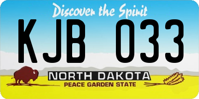 ND license plate KJB033