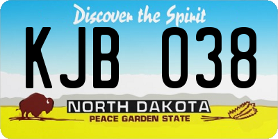 ND license plate KJB038