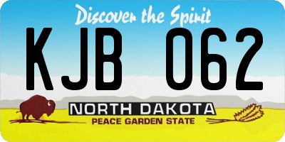 ND license plate KJB062
