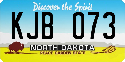 ND license plate KJB073