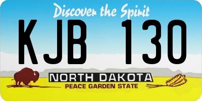 ND license plate KJB130