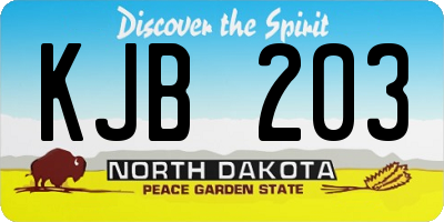 ND license plate KJB203