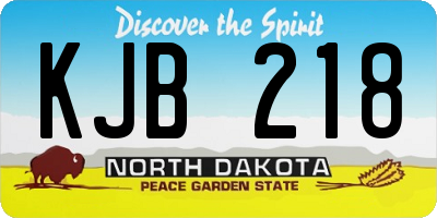 ND license plate KJB218