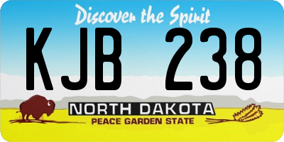 ND license plate KJB238