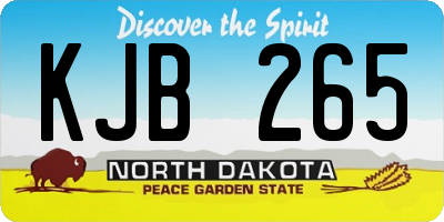ND license plate KJB265