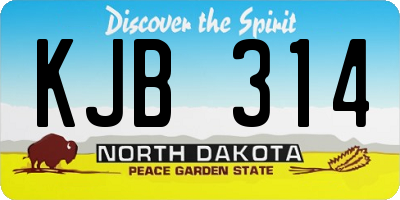 ND license plate KJB314