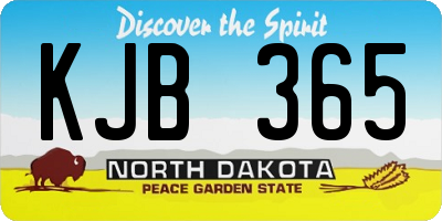 ND license plate KJB365