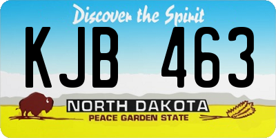 ND license plate KJB463