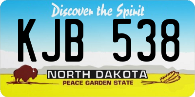 ND license plate KJB538