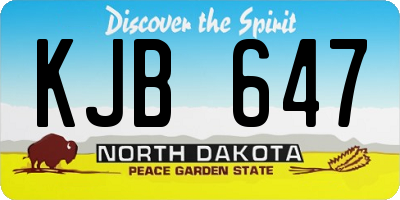 ND license plate KJB647